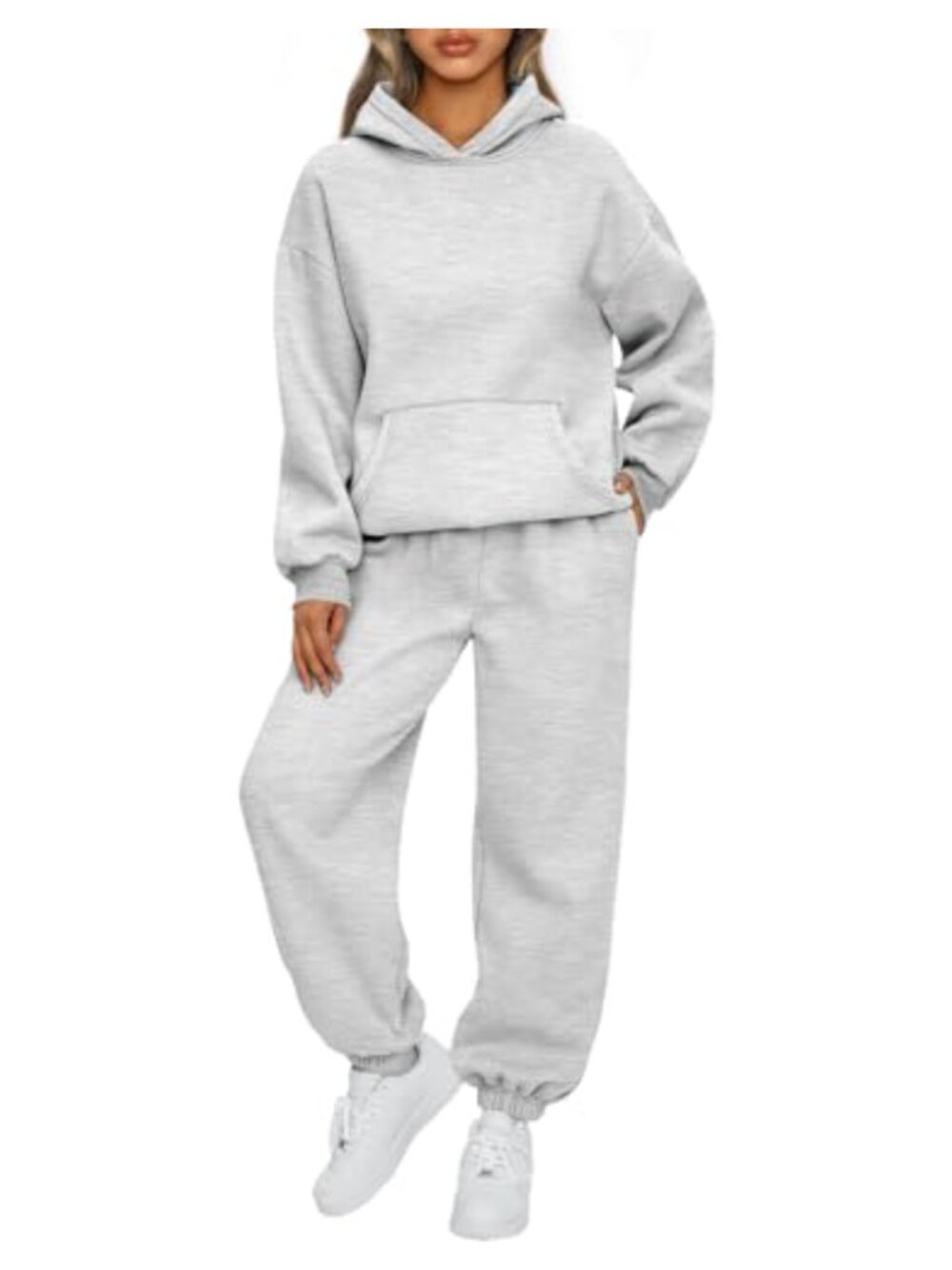 Womens 2 Piece Oversized Fleece Sweatsuit Hoodie Jogger Lounge Set Fall